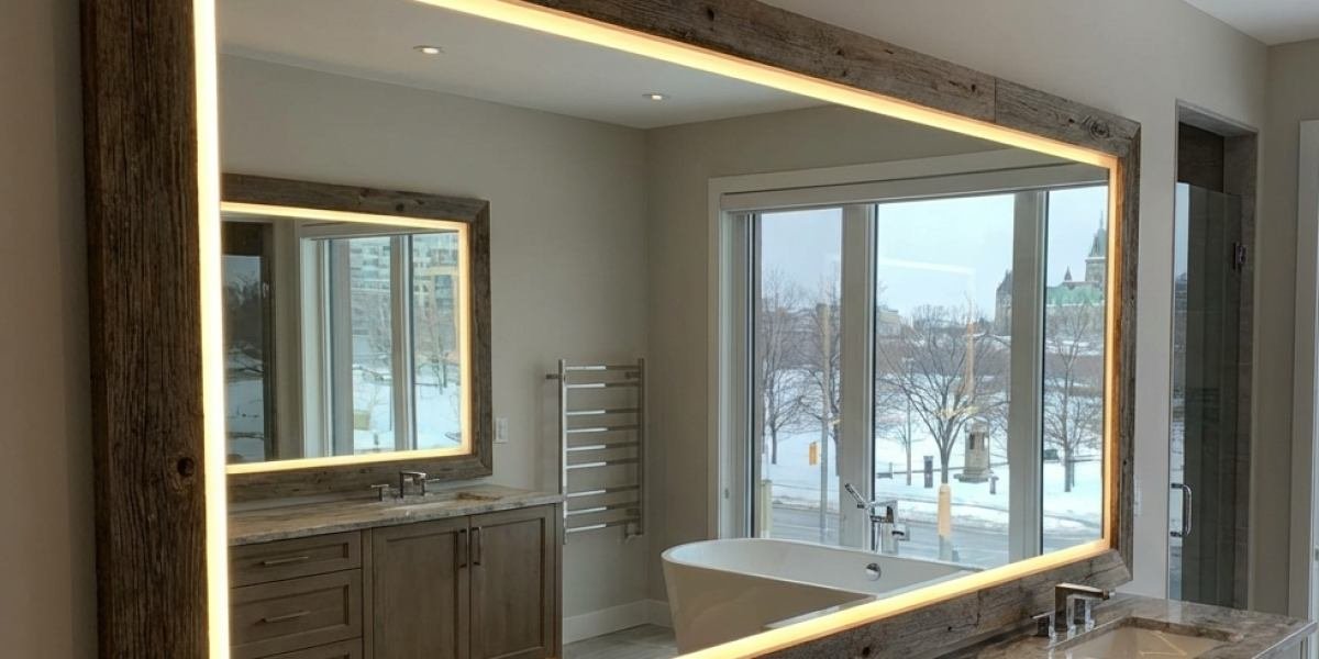 Custom bathroom mirror installation